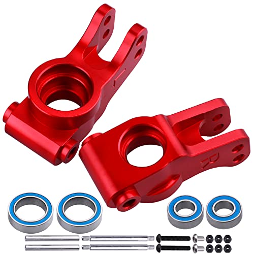 Aluminum Front Spindle and Carrier Set Steering Blocks Knuckles & Rear Hub Set Stub Axle Carriers for 1/10 Losi Tenacity TT Pro 4WD SCT DB Pro Lasernut U4, Replaces LOS234018 LOS234020 (Red) - color: Red