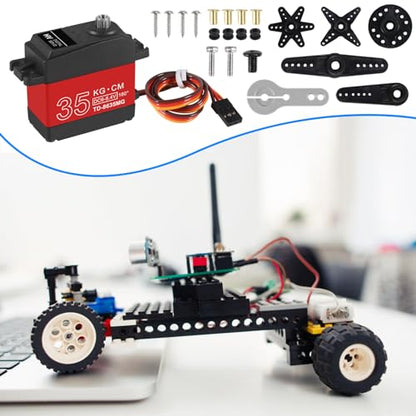 2PACK 35KG RC Servo High Torque Servo Motors, Metal Gear, Waterproof, 180 Rotation, Compatible with 1/6-1/12 RC Cars & Robots - color: 35kg