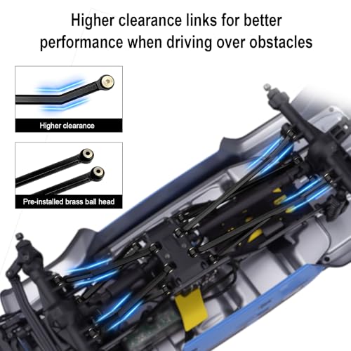 Hobbypark Aluminum High Clearance Links Set & Brass Link Mounts for Axial SCX24 Gladiator 1/24 Crawler Car Upgrade Parts
