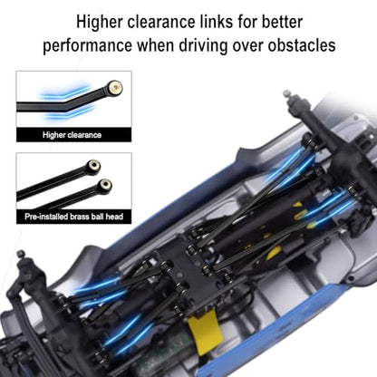 Hobbypark Aluminum High Clearance Links Set & Brass Link Mounts for Axial SCX24 Gladiator 1/24 Crawler Car Upgrade Parts