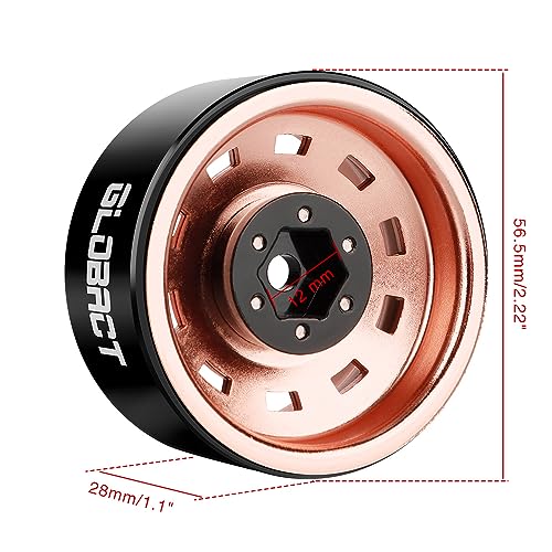GLOBACT 1.9 Beadlock Wheel for 1/10 TRX4 TRX6 SCX10 I II III Pro Redcat, RG | 1/10 RC Wheel Hub, 1/10 RC Crawler Car Upgrade Accessories - color: Rose Gold