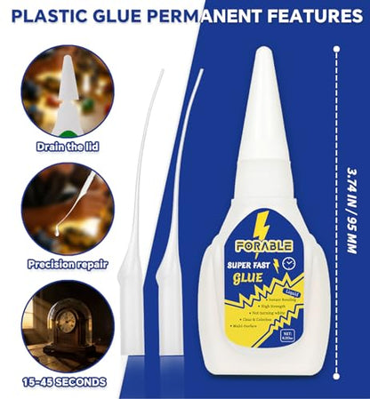 Super Glue for Plastic Fast Setting Strong Plastic Model Glue for Miniature, Car, Model, Toys, 3D Prints, DIY Crafts, Metal 0.35 oz* 2 Pack - size: 0.35 oz*2 Pack