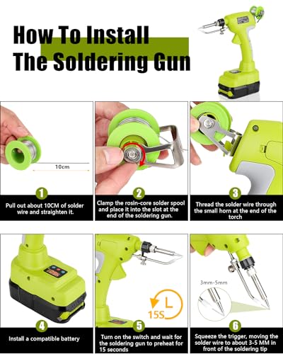 Taingwei Cordless Soldering Iron Kit for Ryobi 18v Battery,75W LED Digital Solder Iron Soldering Gun with 5pcs Tips,50g 0.04” Solder Wire for any Hobby Enthusiast (Battery not included) - style: For Ryobi Battery