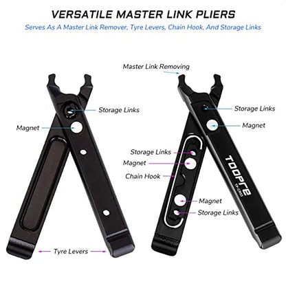 Multi-Functional Master Link Pliers | With Master Link Removing, Tire Levers, Storage Links, and Chain Hook - Ideal for MTB, Road, Mountain Bicycle, BMX Bikes