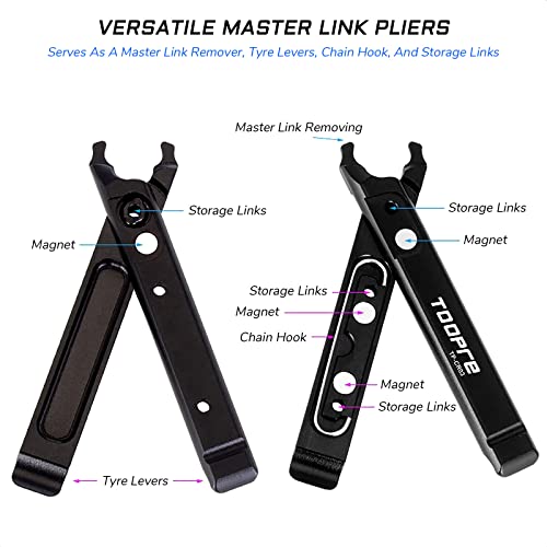 Multi-Functional Master Link Pliers | With Master Link Removing, Tire Levers, Storage Links, and Chain Hook - Ideal for MTB, Road, Mountain Bicycle, BMX Bikes
