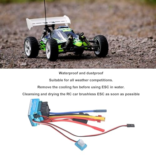 80A Brushless ESC, Water Proof Brake Power Regulation Electronic Speed Controller with 4mm Banana Female Plug for 1/10 RC Car RC Boat