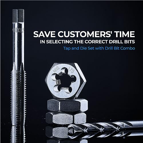 toolant 127-Piece Metric & SAE Ratcheting Tap and Die Set | SAE and metric threading sizes, ratcheting handles, assorted drill bits, tap holders, double-layer toolbox - size: 127pcs set