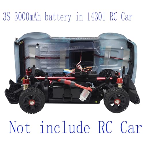 Blomiky 2 Pack 11.1V 3000mAh 33.3Wh 30C Li-Po Rechargeable T Plug Shorty Battery with XT60 Converter and Cable Suitable for Some 1/8 1/10 1/12 1/14 H14BM RC Cars /11.1V 3000mAh T 2