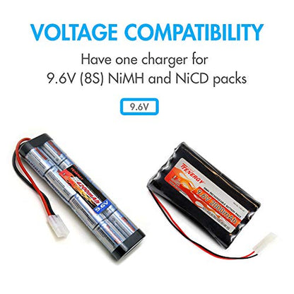 Tenergy RC Battery Charger for 9.6V (8S) NiMH/NiCd Battery Packs, 400mA AC Plug Charger w/Standard Tamiya Connector for RC Hobbies, Not Compatible with Spike the Dinosaur