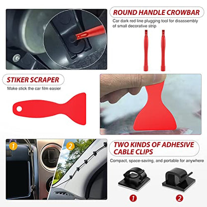 Nilight 200Pcs Trim Removal Tool, Auto Push Pin Bumper Retainer Clip Set | Fastener Terminal Remover Adhesive Cable Clips Round Handle Crowbar Kit Car Panel Radio Auto Clip Pliers - color: 200 Clips+ Remover Tools Red