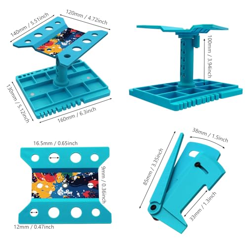 360 Degree Rotation RC Car Work Stand Lift Lower Repair Workstation with RC Car Ride Height Gauge for 1/10 1/12 1/14 1/16 Crawler Remote Control Car Truck Buggy, Blue - color: Blue