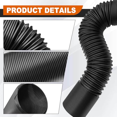 Universal 76MM Air Intake Pipe 3 Inch Flexible Inlet Hose Stretchable Durable Waterproof Automotive Replacement for Truck SUV Car Black