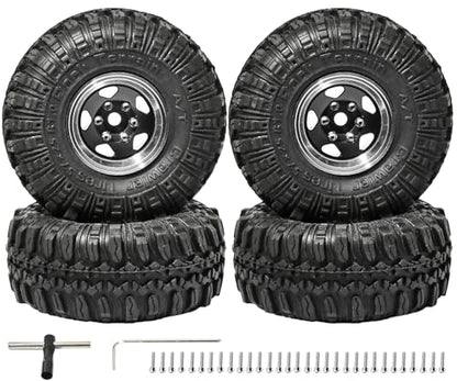 1.0 Beadlock Wheel Soft Tire Set RC Upgrade Part for Traxxas 1/18 TRX4M 1/24 RC Crawlers car Axial SCX24 FMS FCX24 Gladiator Bronco C10 JLU Deadbolt B17 Upgrade.(4Pcs/Set) - color: Black
