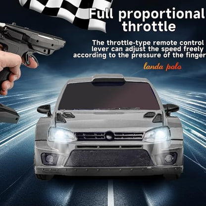 LD2801Pro Mini RC Drift Car 1/28 Scale RTR Remote Control 4WD Racing Cars with Gyro and 4PCS Drift Tires and LED Searchlight for Hobby Gift (Silvery) - color: Silvery