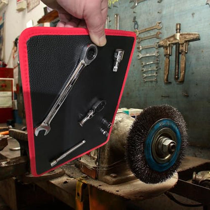 3-Piece Magnetic Tool Set, Flexible Magnetic Mat & Tray Holder with Strong Grip, Non-Slip PVC Organizer for Screws, Wrenches, Garage Workshop & Auto Repair Tools(12.5x9.6/12.5x4.1/4.6x4.6in)