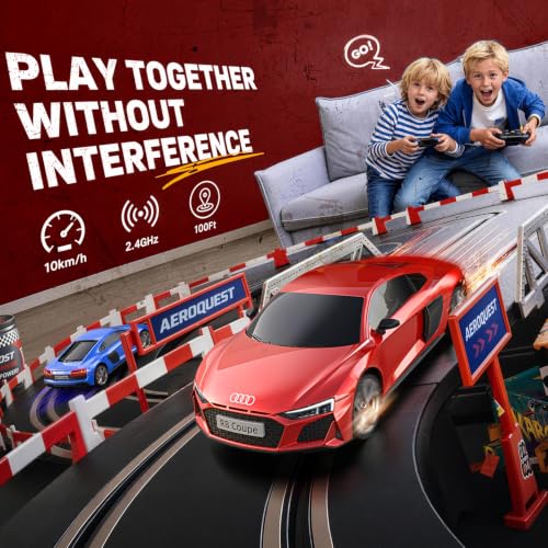 AEROQUEST 1:24 Audi Remote Control Car (R8 Coupe-Red) | Officially Licensed,Birthday Gift,Toys for ages 3-8,Electric Sport Racing,front-light ,2.4GHz-supports multi-play - color: Audi Red