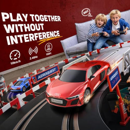 AEROQUEST 1:24 Audi Remote Control Car (R8 Coupe-Red) | Officially Licensed,Birthday Gift,Toys for ages 3-8,Electric Sport Racing,front-light ,2.4GHz-supports multi-play - color: Audi Red