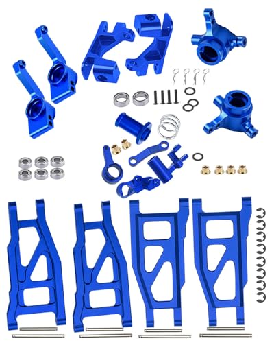 Upgrades Part for 1/10 Slash/Rustler/Stampede/Hoss 4x4 VXL 4wd,Alloy Caster Block,Steering Blocks,Rear Stub Axle Carriers,Steering Bellcranks,Suspension Arm,Blue (More Durable Arm) - color: Navyblue-upgrades Part