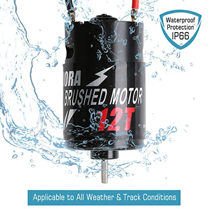 INJORA 550 3-Slot Waterproof Brushed Motor for 1/10 RC Car (12T) - size: 12T