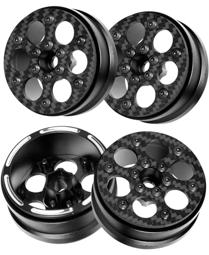 RC 1.9In Beadlock Wheels Ultra Lightweight Performance Carbon Fiber faceplate for 1/10 TRX4 TRX6 SCX10 I II III 90046 AXI03007 MST CFX D90 VS4-10 Gen8 RC Crawler Car(Black-B) - style: Black - (B)
