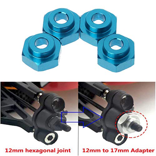 ShareGoo Metal 12mm to 17mm Wheel Hex Adapter Adaptor Converter Compatible with Tamiya Axial RC4WD Traxxas HPI Himoto HSP Losi Kyosho RC 1/10 On-Road Car Buggy Truck Tyre Tires