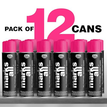 Fox Valley 18oz Marks All Solvent-Based Paint 12-Pack, Pink Fluorescent - color: Pink Fluorescent