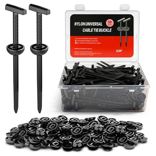 50PC Upgraded Nylon Cable Tie Buckle Universal Heavy Duty Self-Locking Automotive Fasteners for Bumper Fender LinerDoor Panel Push Pin Rivet & Trim Retainer Clip Replacement - color: 50PC Black