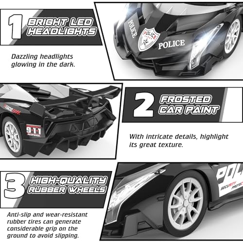 Growsland Remote Control Car Rc Cars for Boys 4-7 8-12, Kids Car Toys for Boys with Cool Flashing Light, Vehicle Hobby Race Cars Toys for Boy Girls Ages 4-6 5-7 6-8 8-12 Birthday Gift - color: Black