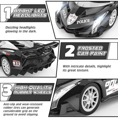 Growsland Remote Control Car Rc Cars for Boys 4-7 8-12, Kids Car Toys for Boys with Cool Flashing Light, Vehicle Hobby Race Cars Toys for Boy Girls Ages 4-6 5-7 6-8 8-12 Birthday Gift - color: Black