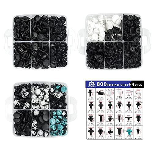 Car Push Retainer Clips 845pcs with 24Most Popular Push Pins Automotive Parts Sizes Auto Screw Trim Clip Assortment with Cable Ties and Blue Fastener Remover for Ford GM Toyota Honda Chrysler Nissan - size: Car Clips 845PCS-Blue