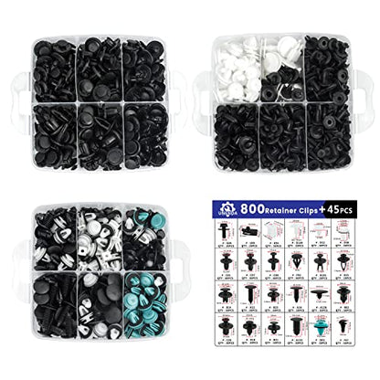 Car Push Retainer Clips 845pcs with 24Most Popular Push Pins Automotive Parts Sizes Auto Screw Trim Clip Assortment with Cable Ties and Blue Fastener Remover for Ford GM Toyota Honda Chrysler Nissan - size: Car Clips 845PCS-Blue