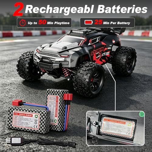 KGF 1:18 Scale All Terrain RC Cars for Adults,High Speed Remote Control Car | Fast RC Cars for Boys Age 8-1,2.4GHz 4WD Off Road Monster Truck, 4X4 Fast Drift Wheel RC Truck with 2 Rechargeable Batteries - color: White
