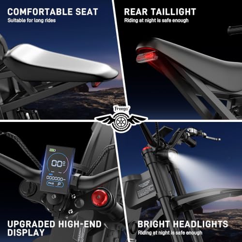 Freego X2Pro Electric Motorcycle for Adults Teens,Electric Dirt Bike Teens 6000W(Peak) Motor 1800Wh Battery,Max 50Mph Off Road Electric Bicycle,Full Suspension UL 2849 Certified - color: Dark Grey