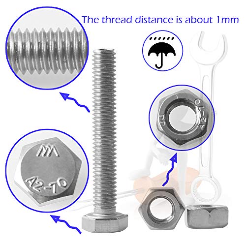 newlng M3 M4 M5 M6 Bolts and Nuts Assortment Kit 320 PCS Metric 304 Stainless Steel Hex Head Cap Screws Bolts and Nuts Assortment Set Fasteners Bolts Kit with Combination Box for Home Fixation Repairs - size: M3456-4