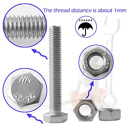 newlng M3 M4 M5 M6 Bolts and Nuts Assortment Kit 320 PCS Metric 304 Stainless Steel Hex Head Cap Screws Bolts and Nuts Assortment Set Fasteners Bolts Kit with Combination Box for Home Fixation Repairs - size: M3456-4