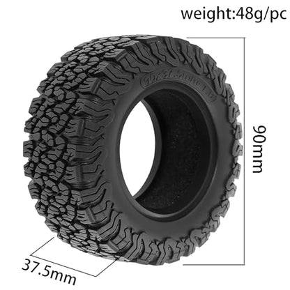 REDSPIDER 1.9" RC Crawler Tires for MJX H12P H12Y, Super Soft Sticky Rubber All-Terrain Tires 90mm OD, for 1/12 RC Cars Upgrade Parts (Tires)