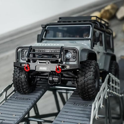 INJORA 26g Rear Bumper - CNC Aluminum Bumper with Light for 1/18 RC Crawler TRX4M Defender Upgrade - size: Rear