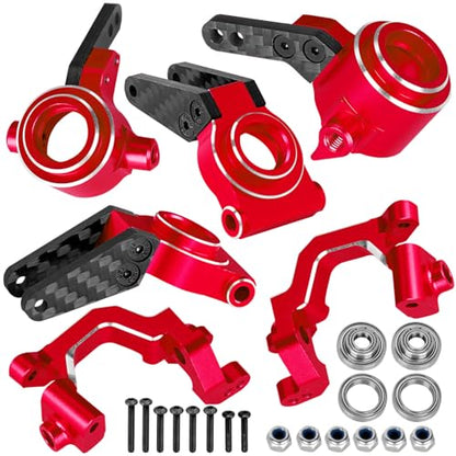 RC Aluminum Caster Block,Steering Blocks,Rear Stub Axle Carriers w/Bearings Upgrades Part for 1/10 Senton/Granite/BigRock/Vorteks/Typhon 3S Blx 4X4 Mega 550,Red