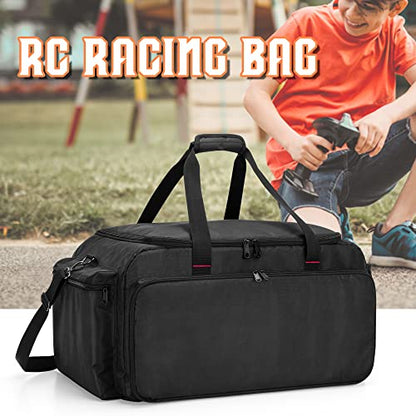 DSLEAF RC Storage Bag for 1/8 & 1/10 Car, Portable RC Carry Case, Bag Only | Multiple Pockets for Batteries, Charger, Tools and Other Accessories, Portable Handle and Adjustable Shoulder Strap