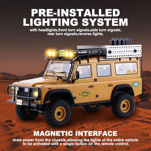 FMS FCX10 1/10 RC Crawler Land Rover Camel Trophy Edition, Official Licensed 4WD All Terrain Off-Road RC Truck for Adults, High-Detail Scale RC Car with Metal Gears, Upgraded Shocks (Range Rover) - style: Range Rover