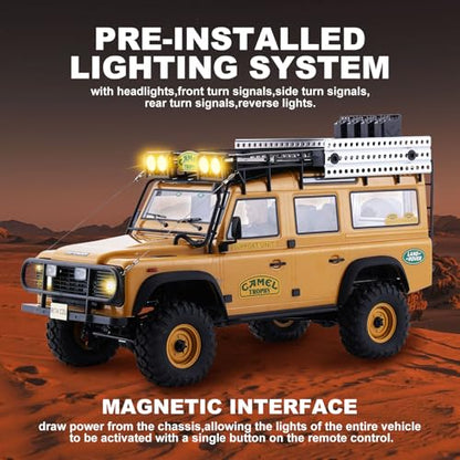 FMS FCX10 1/10 RC Crawler Land Rover Camel Trophy Edition, Official Licensed 4WD All Terrain Off-Road RC Truck for Adults, High-Detail Scale RC Car with Metal Gears, Upgraded Shocks (Defender) - style: Defender