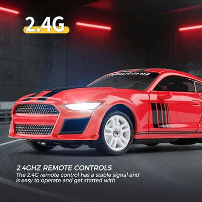 GoolRC WLtoys K4308 RC Drift Car,1:43 Scale Remote Control Car, 4WD Full Proportional Mini RC Cars with Gyroscope, LED Lights, High Speed Racing Vehicle for Adults (Red) - color: Red