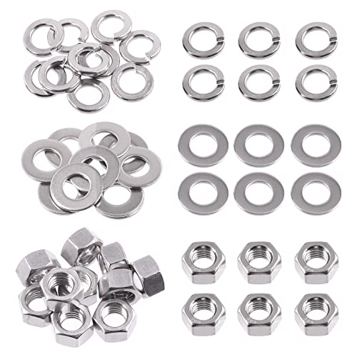 Swpeet 30Pcs SAE 304 Stainless Steel 1/2-13" Hex Nuts and #1/2 Flat Washers with #1/2 Split Lock Washers Assortment Kit, Coarse Thread Hexagon Nut for Home Automotive Shop Use - size: #1/2-13 Hex Nuts & Washers