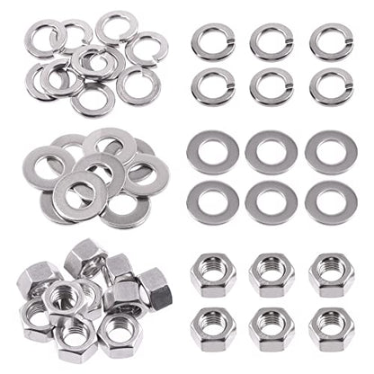 Swpeet 30Pcs SAE 304 Stainless Steel 1/2-13" Hex Nuts and #1/2 Flat Washers with #1/2 Split Lock Washers Assortment Kit, Coarse Thread Hexagon Nut for Home Automotive Shop Use - size: #1/2-13 Hex Nuts & Washers