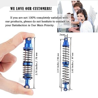 90mm RC Shocks Absorber Upgrades for 1/10 RC Hobby Cars,4PCS 7075 Aluminum Full Metal Front Rear Shocks Absorber Damper,Navy Blue - size: 90 MM (3.54 in)