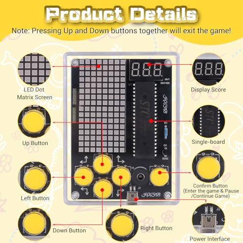 PEMENOL 7-in-1 Game Soldering Project Kit | DIY Game Console Electronics Kit for Electronics Learning, 3 Difficulty Levels, for Teens 15+ & Adults Soldering Practice