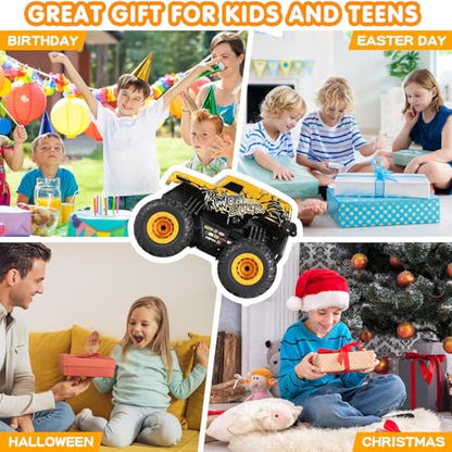DYODYORC Remote Control Car, 2.4Ghz All Terrain Monster Truck Toys, RC Truck with Music, 3 Lighting Effects, 360 Stunt Capable, 2 Batteries Ready to Run, Toy Gifts for Boys and Girls (Yellow) - color: Yellow Monster