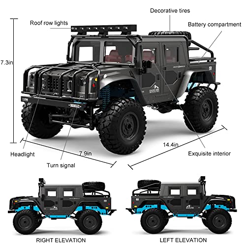 Remote Control Car 1/12 Scale, 4WD High Speed RC Car, Remote Control Truck Off Road, RC Rock Crawler, Hobby Grade All Terrain Vehicle with Metal Chassis Drive Shaft 2.4GHz RTR for Adults