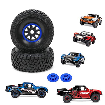 RCAWD RC Wheel Rims and Tires for 1/7 ARRMA Mojave 6S Parts & 1/7 UDR Unlimited Desert Racer 85086-4 Upgrades, Glued Nylon Wheels and Tires #8474X Blue - color: Blue