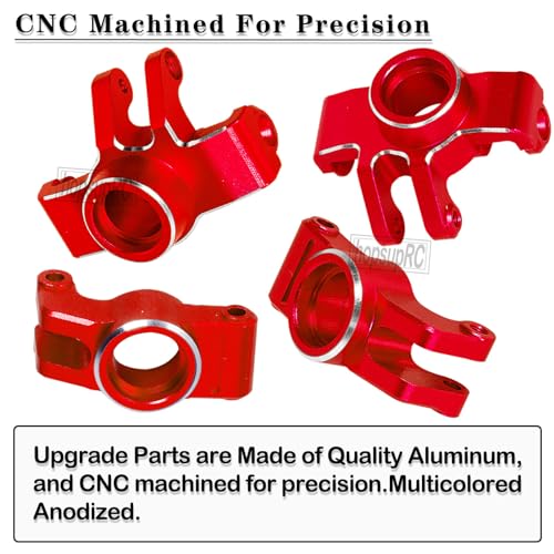 Upgrades Parts for 1/18 Granite Grom Mega 380 Brushed 4x4 Monster Truck RTR,Aluminum Front Steering Block Knuckles & C-Hubs Caster Blocks & Rear Hubs Hops Up,4PCS Red - color: Red(4pcs)